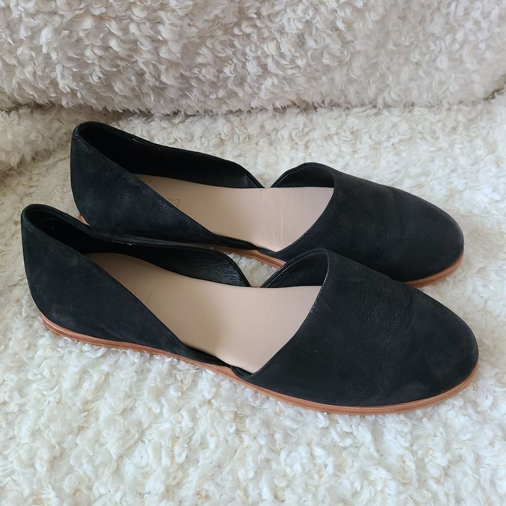 M4DE Nadia‎ Black Leather D'orsay Flats Size 7.5